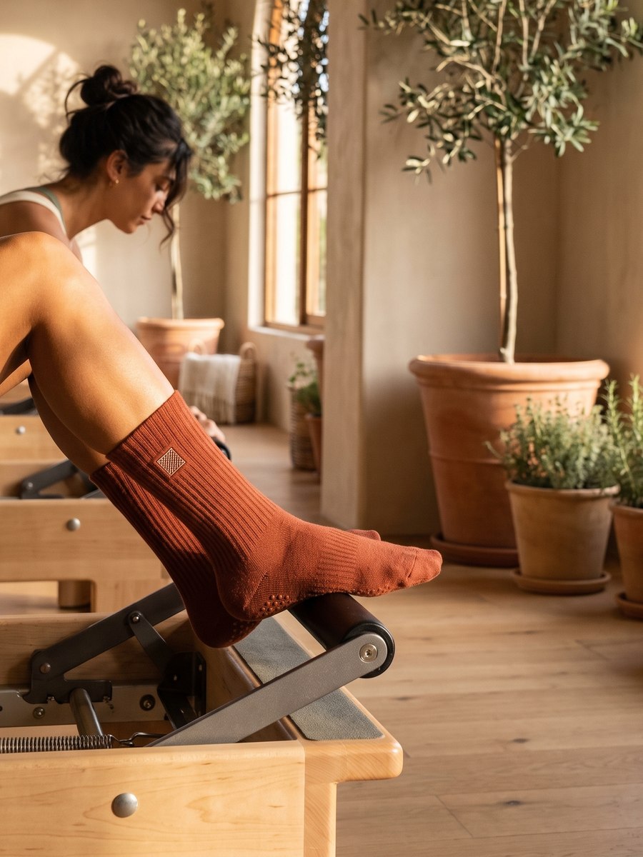 Oefening op de reformer — grip sokken